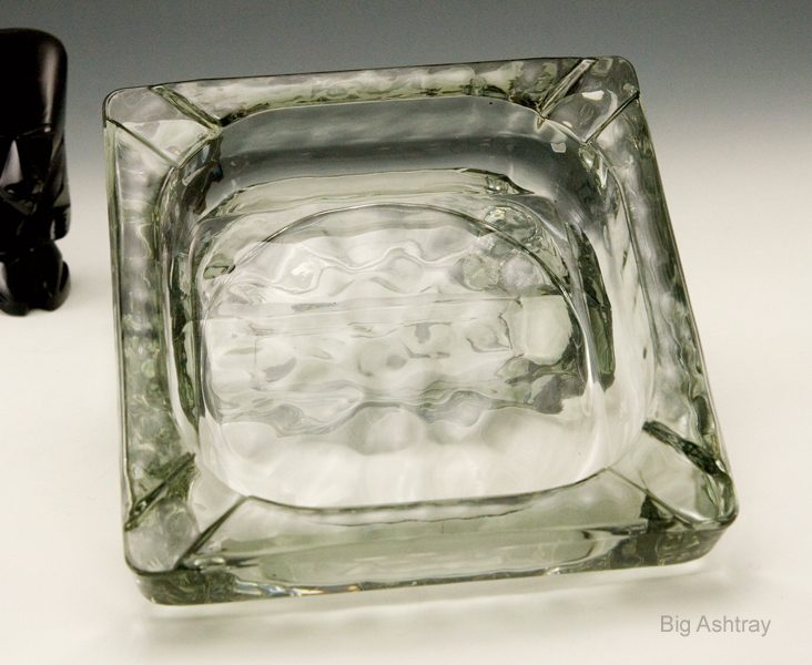 Pair of Large Post Modern Hammered Glass Cigar Ashtrays - Image 3