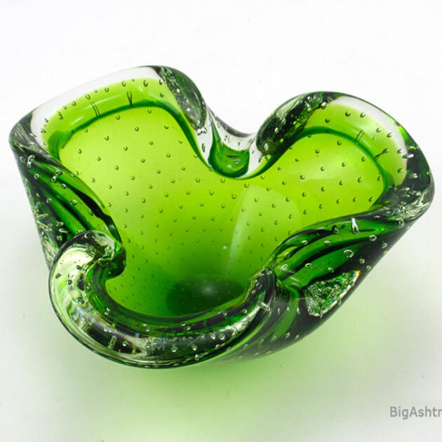 Murano Cased Glass Ashtray with Concentric Bubbles