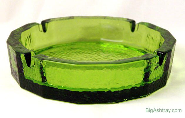 Heavy Green Hammered Glass Patio Ashtray