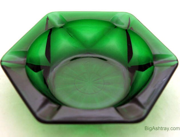 Hexagon Forest Green Glass Ashtray