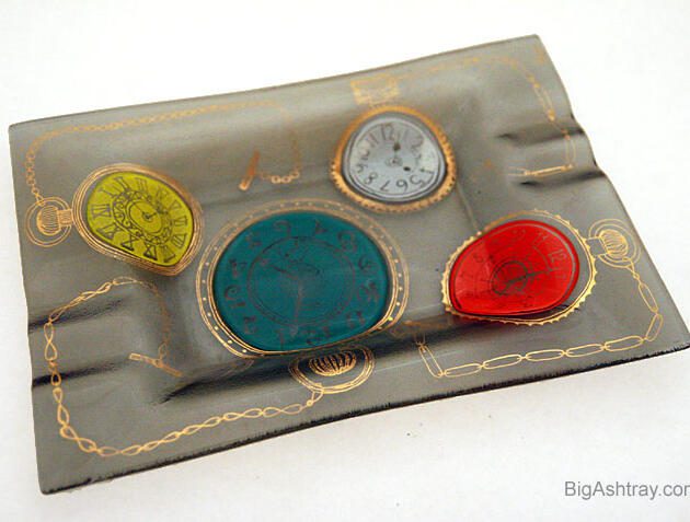 Higgins Glass Stop Watch Cigar Ashtray Retro Vintage