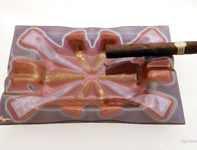 Higgins Large Purple Geometric Art Glass Ashtray