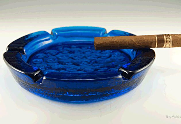 Huge 5 lb ashtray in Blenko's famous dark sapphire blue