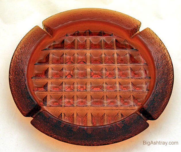 Huge Amber Blenko Art Glass Waffle Ashtray