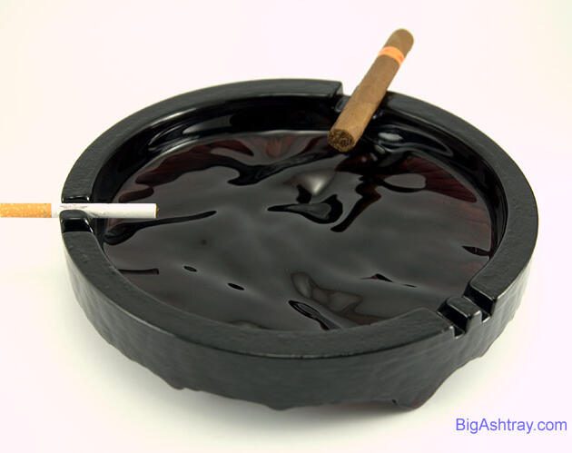Huge Blenko Art Glass Party Ashtray in Rare Plum Volcano Pattern