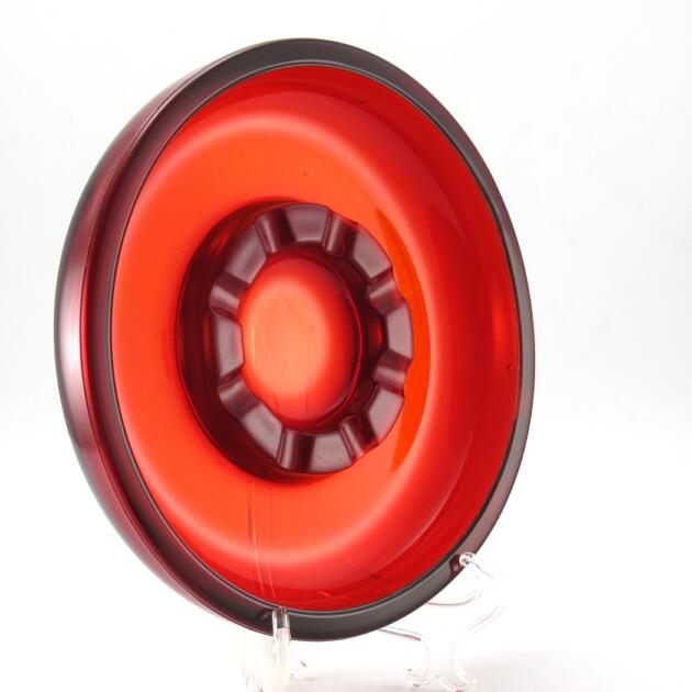 Huge Red Party Ashtray in Retro Vintage Glass