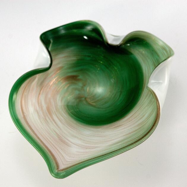Murano Art Glass Ashtray with Copper Aventurine