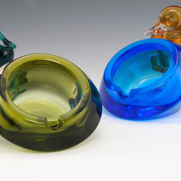 Atomic Era Ashtray Orb Set by Westmoreland Glass