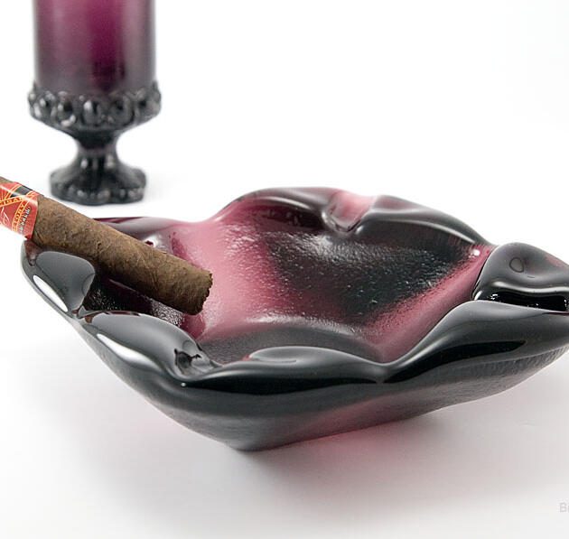Vintage Gothic Style Big Ashtray with Matching Goblets