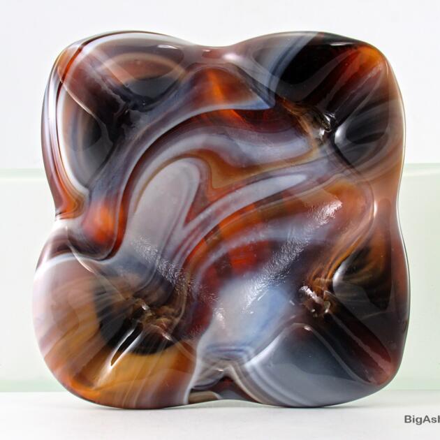 Imperial Slag Glass Ashtray in Root Beer Float Vintage USA
