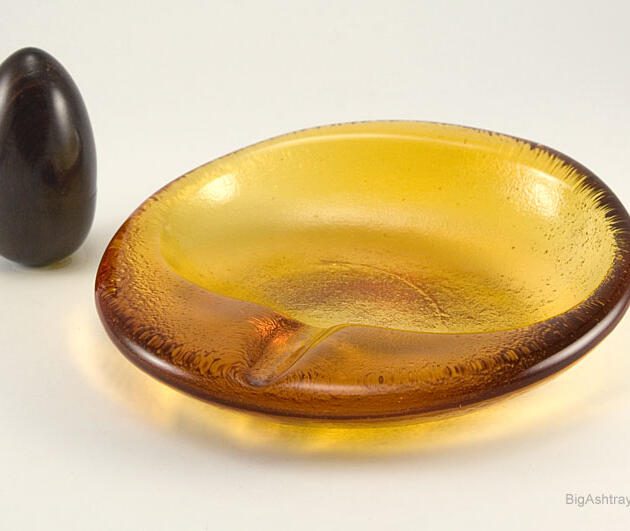Large Slumped Amber Cigar Ashtray by Imperial Glass USA