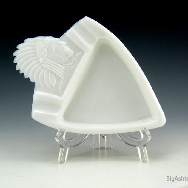 Indian Head Arrowhead Ashtray in Milk Glass