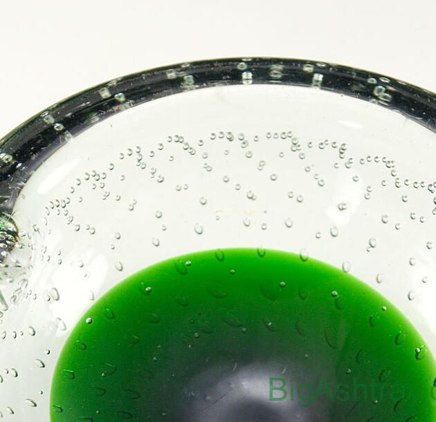 Mid-Century Murano Glass Ashtray Ink Spot and Internal Bubbles