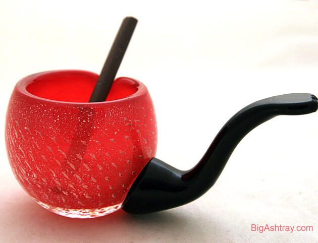 Italian Murano Glass Pipe Ashtray