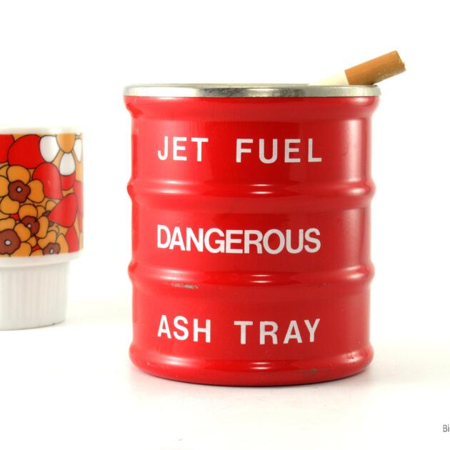 Jet Fuel Dangerous Ashtray Barrel Can Vintage Hong Kong