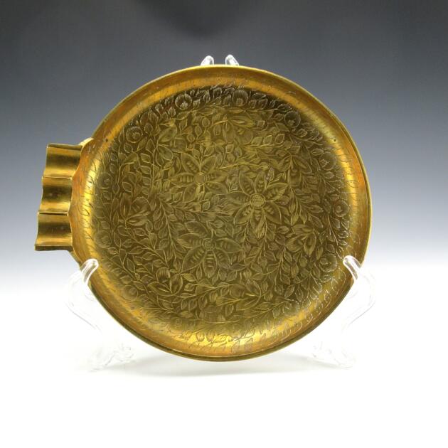 Large Cigar Ashtray Brass Engraved Decor Hand-Made India
