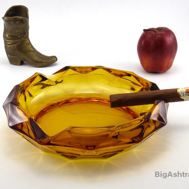 Large Cigar Ashtray Vintage Amber Glass by Viking USA