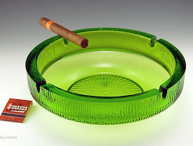 Big Green Party Ashtray Vintage Glass