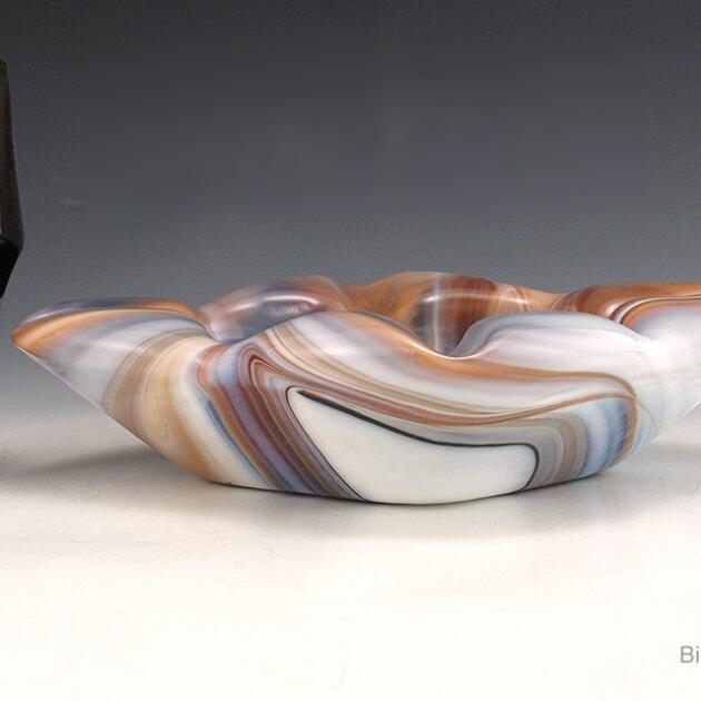 Slag Glass Cigar Ashtray Caramel Latte by Imperial Glass USA