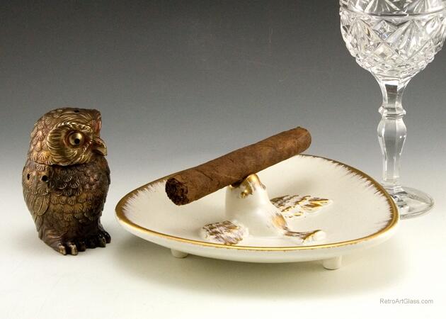 Mid-Century Modern Porcelain Bird Rest Ashtray