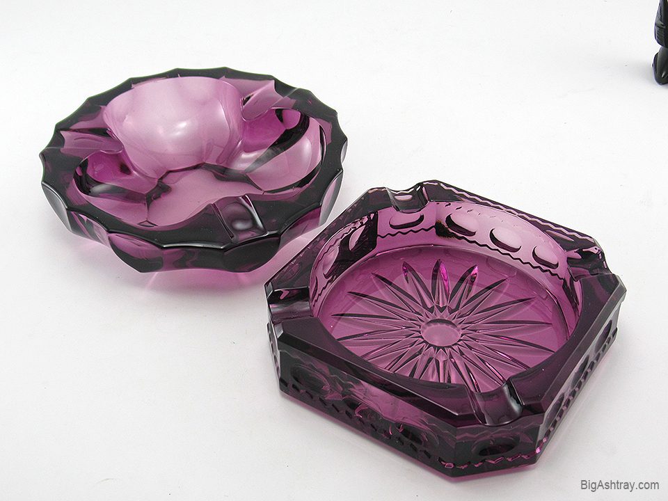 Rare King's Crown Ashtray in Plum by Tiffin Glass, US Glass - Image 6