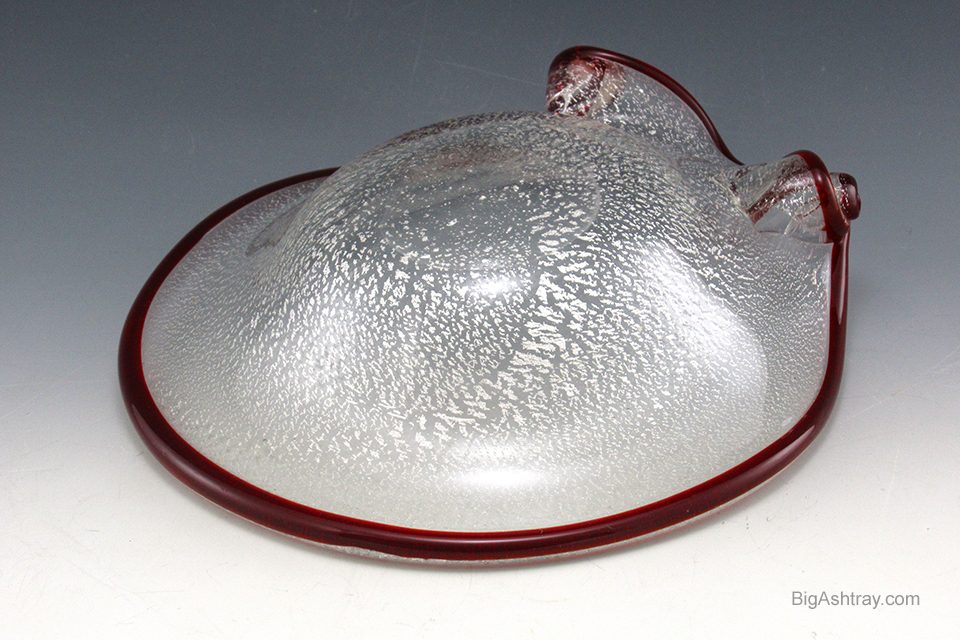 Mid-Century Venetian Art Glass Silver Veil and Ruby Ashtray - Image 4