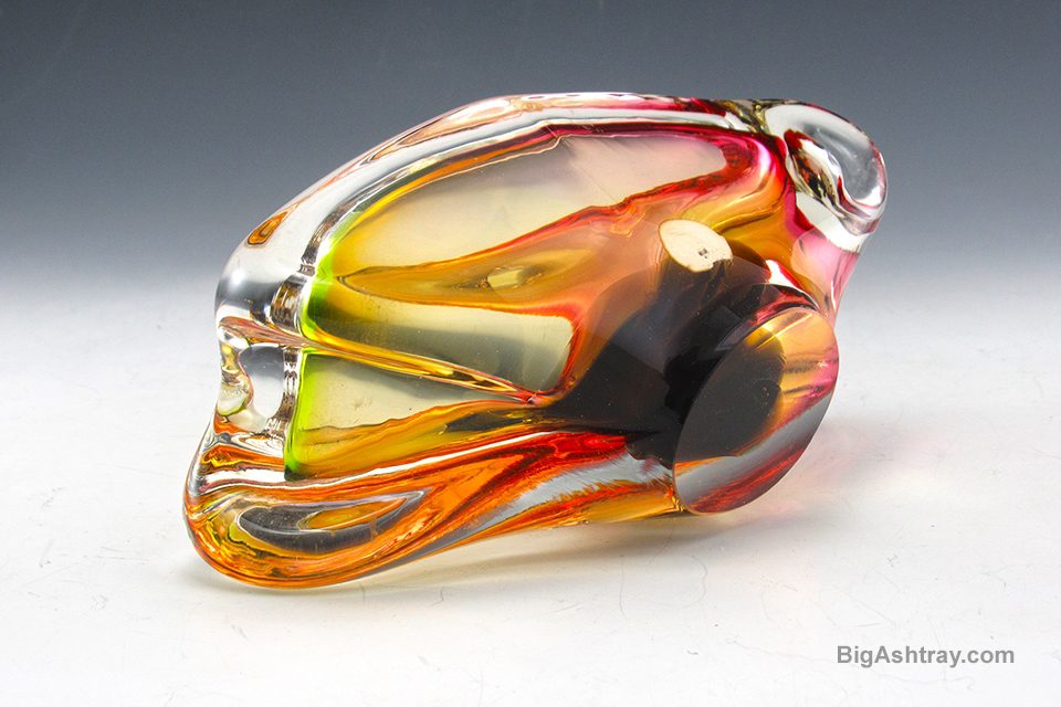 Mid-Century Modern Czech Art Glass Ashtray with Bohemia Label - Image 6
