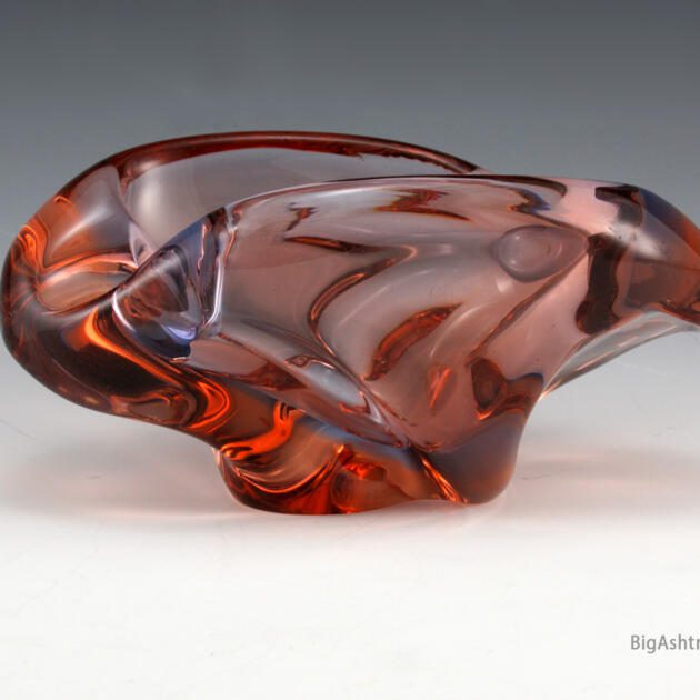 Mid-Century Modern Czech Glass Freeform Art Glass Ashtray