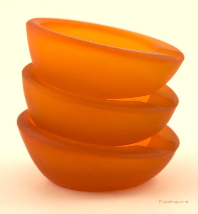 Mid-Century Modern Elliptic Frosted Tangerine Glass Party Ashtrays - Image 5