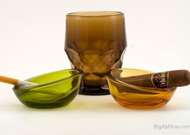 Mid-Century Modern Elliptical Glass Party Ashtrays