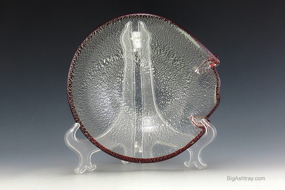 Mid-Century Venetian Art Glass Silver Veil and Ruby Ashtray - Image 3
