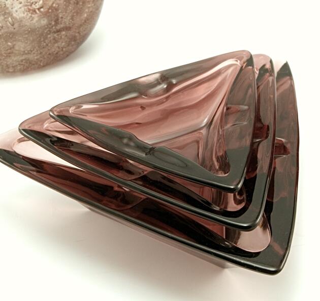 Atomic Era Glass Ashtrays Set of 3