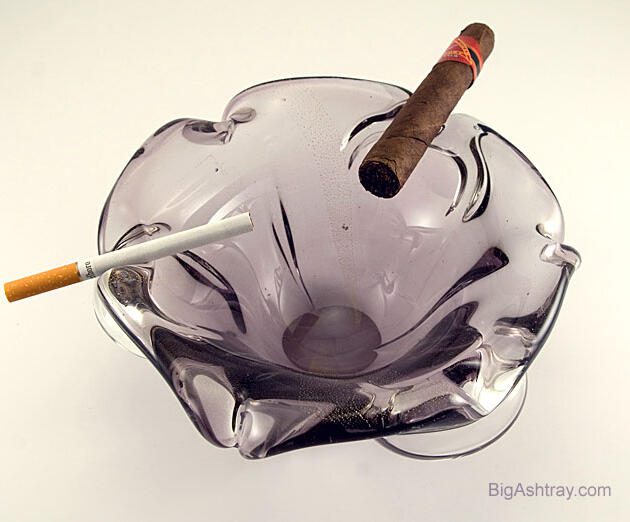 Murano Art Glass Ash Bowl in Grape Amethyst with Gold