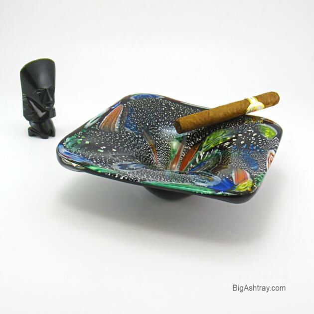 Murano Art Glass Black Amethyst Galaxy Black Hole Ash Bowl