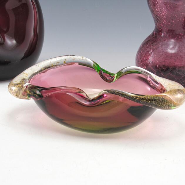Seguso Gold Snail Art Glass Ashtray Aventurine