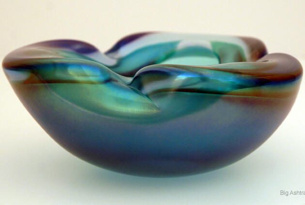Murano Barbini Iridato Hand Blown Art Glass Ashtray