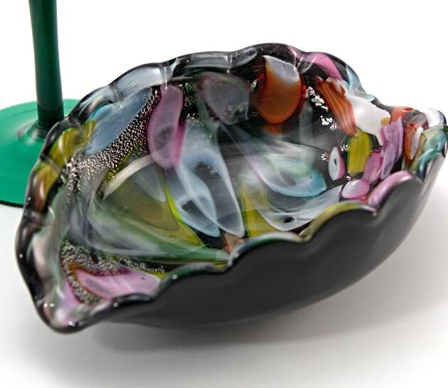 1950's Italian Glass Ash Bowl with Original Sticker