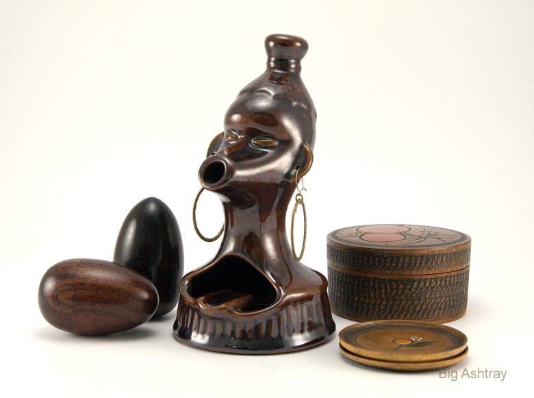 Smoking Native Figural Ashtray with Real Earrings - Image 7
