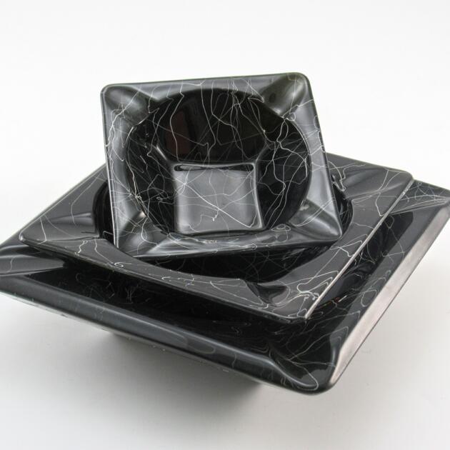 Vintage Set of 3 Ashtrays by Anchor Glass Unused in Box 1970