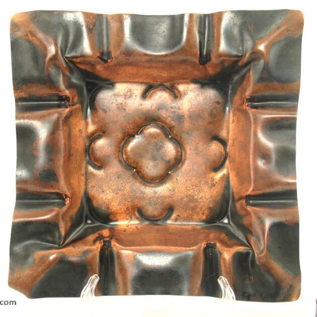 Authentic Inca Copper Large Hammered Cigar Ashtray Signed