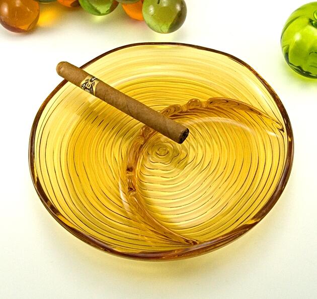 Big Glass Ashtray with Half Moon Bar Rest