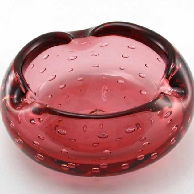 Rare Blenko Rose Big Bubble Ashtray 1963