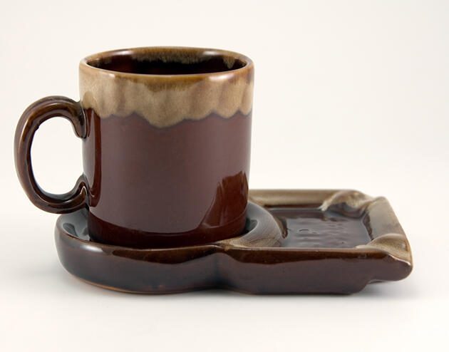 Redware Pottery Sip n Smoke Coffee Break Kit from the 1950s