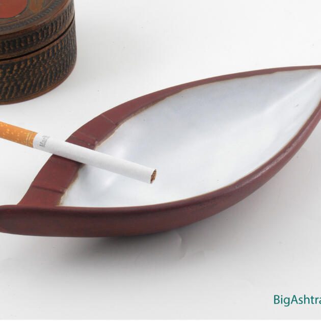 Mid-Century Modern Ashtray Redware and Pearl Hand-Crafted