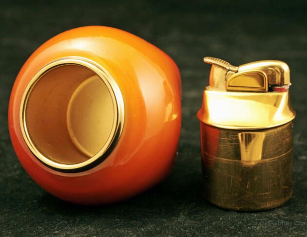 Retro Italian Cased Glass Ochre Table Lighter