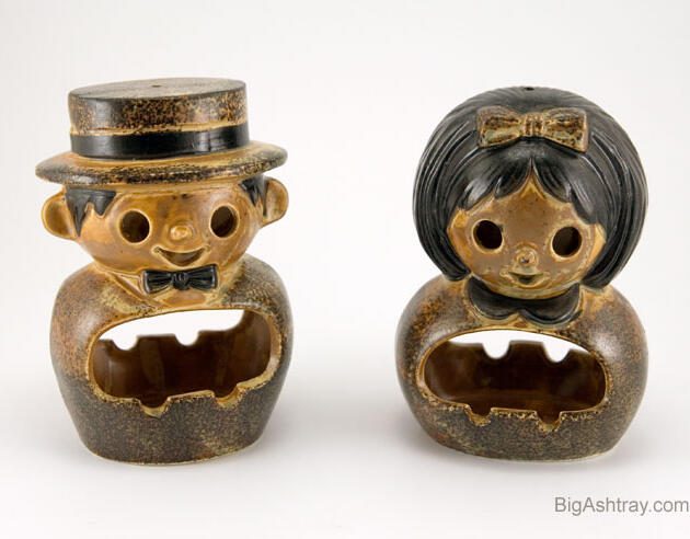 Retro Man and Woman Ashtrays from Japan