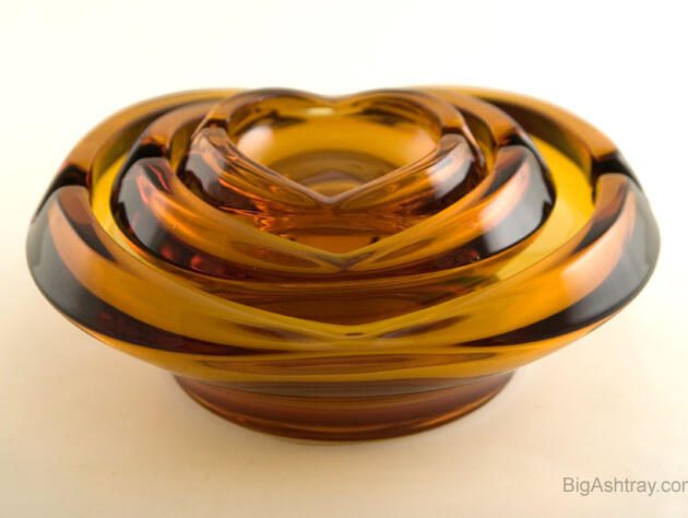 Retro Modern Amber Glass Stacking Ashtrays