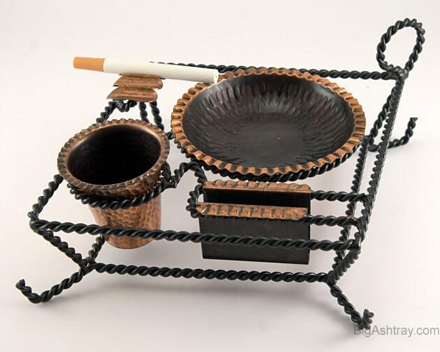 Retro Modern Wrought Iron Smoking Accessories with Caddy