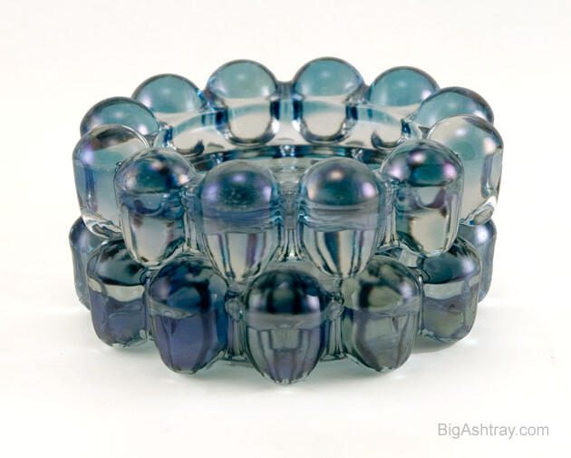 Retro Nova Boopie Ashtray Set in Iridized Blue Glass