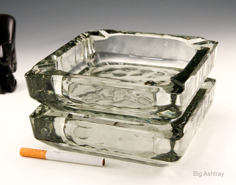 Pair of Large Post Modern Hammered Glass Cigar Ashtrays - Image 4